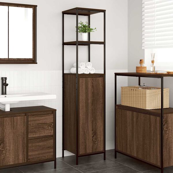 vidaXL Bathroom Cabinet with Shelves Brown Oak 36x35x165 cm