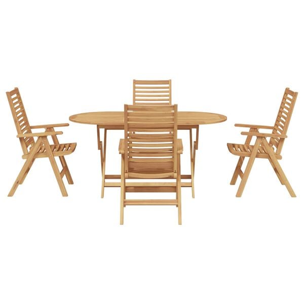 vidaXL Garden Dining Set 5 pcs Brown Solid Teak Wood