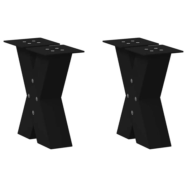 vidaXL Coffee Table Legs X-Shaped 2 pcs Black 40x(30-31) cm Steel