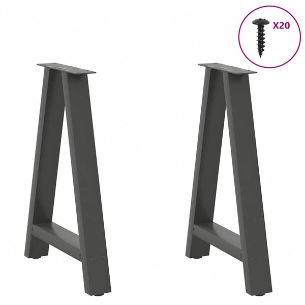 vidaXL Dining Table Legs A-Shaped 2 pcs Anthracite&nbsp;60x(72-73) cm Steel