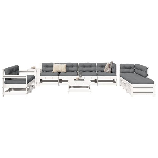 vidaXL 11 Piece Garden Sofa Set White Solid Wood Pine