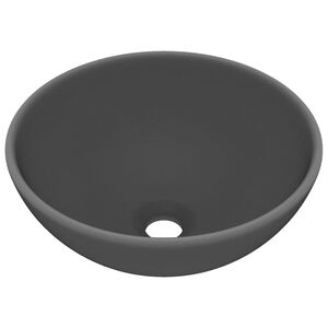 vidaXL Luxury Bathroom Basin Round Matt Dark Grey 32.5x14 cm Ceramic