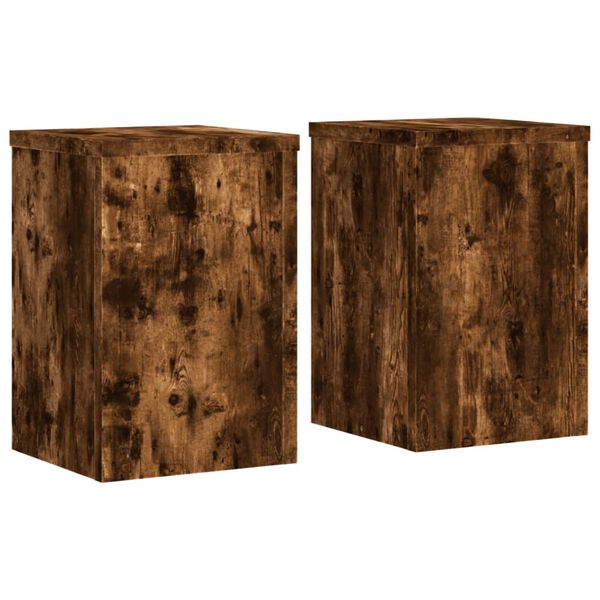 vidaXL Plant Stands 2 pcs Smoked Oak 20x20x30 cm Engineered Wood