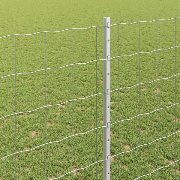 vidaXL Fence with Post Silver 1.4 x 10 m Steel