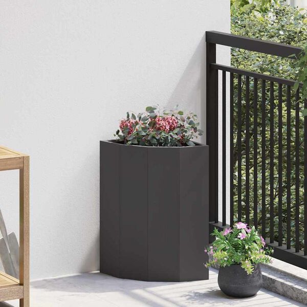 vidaXL Corner Planter Black 30 x 30 x 50 cm Steel