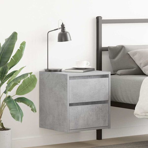 vidaXL Wall-mounted Bedside Cabinets 2 pcs Concrete Grey 38x34x40 cm