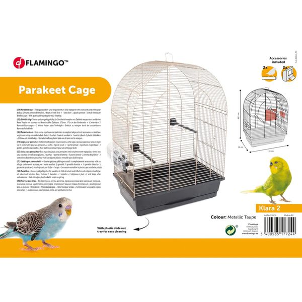 FLAMINGO Parakeet Cage Klara 2 45x28x62.5 cm Metallic Taupe