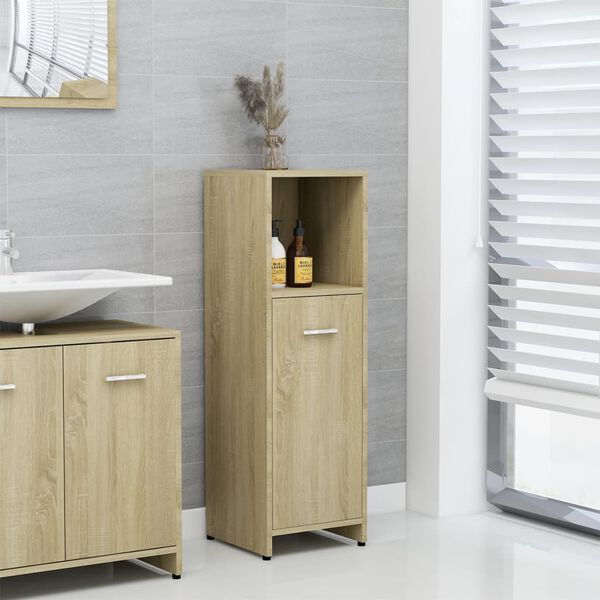 vidaXL Bathroom Cabinet Sonoma Oak 30x30x95 cm Engineered Wood