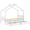 vidaXL Kids Bed Frame with Drawers White Solid Pine Wood 90x200 cm