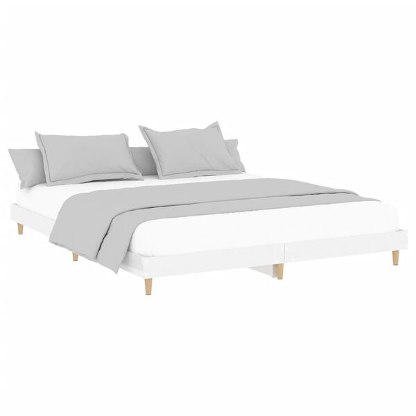 vidaXL Bed Frame without Mattress High Gloss White 200x200 cm