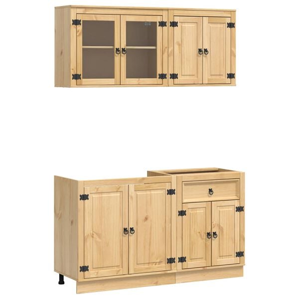 vidaXL Cabinet with Shelf SKI 4 pcs Honey Brown Solid Pine Wood