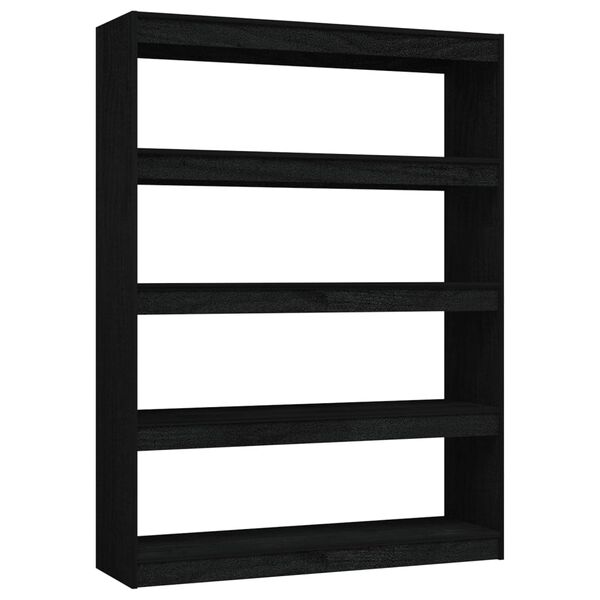 vidaXL Book Cabinet/Room Divider Black 100x30x135.5 cm Solid Pinewood