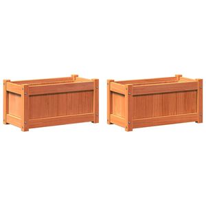 vidaXL Garden Planters 2 pcs Wax Brown Solid Wood Pine