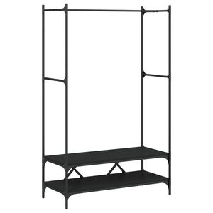 vidaXL Clothes Rack with Shelves Black Engineered Wood