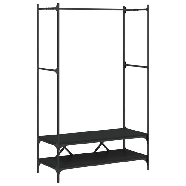 vidaXL Clothes Rack with Shelves Black Engineered Wood
