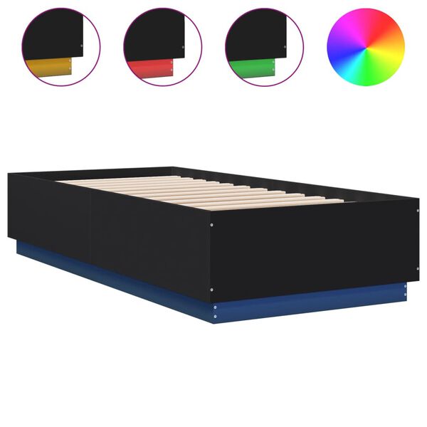 vidaXL Bed Frame with LED without Mattress Black 90x200 cm