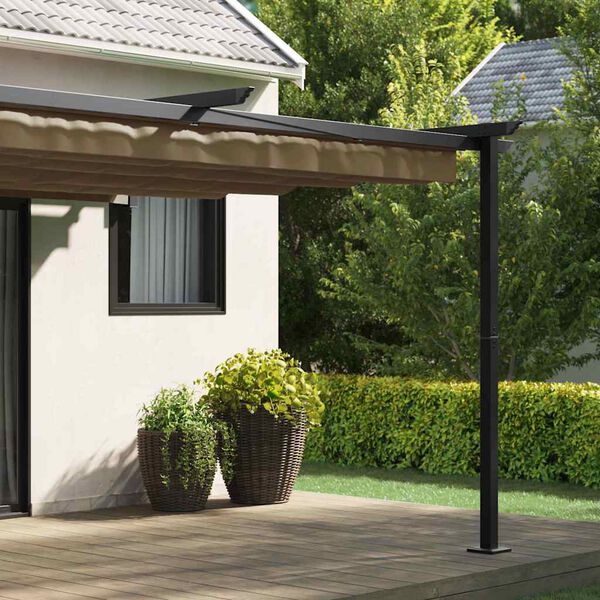 vidaXL Wall Mounted Gazebo Taupe Steel