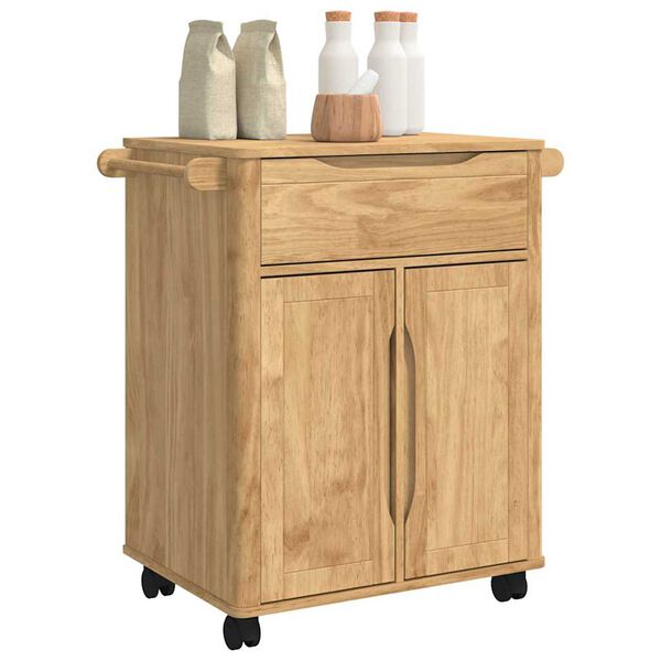 vidaXL Kitchen Trolley Wax Brown 72.5 x 45 x 80 cm Solid Pine Wood