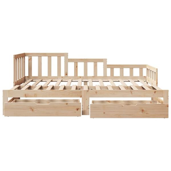 vidaXL Daybed with Trundle and Drawers without Mattress 90x190 cm Single