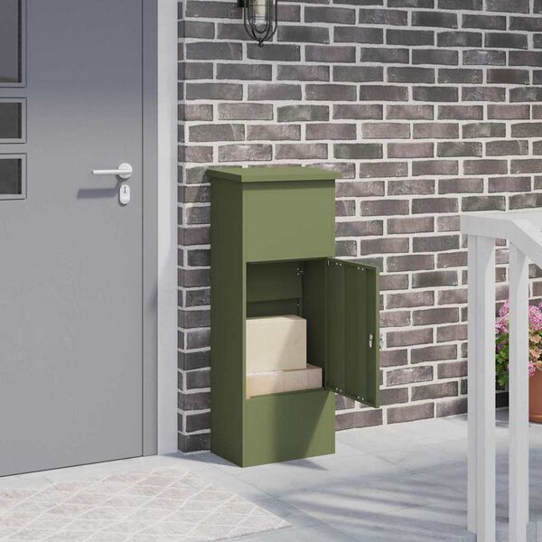 vidaXL Parcel Drop Box Olive green 44.5 x 29 x 110.5 cm Steel