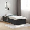 vidaXL Bed Frame without Mattress Black 75x190 cm Small Single Engineered Wood