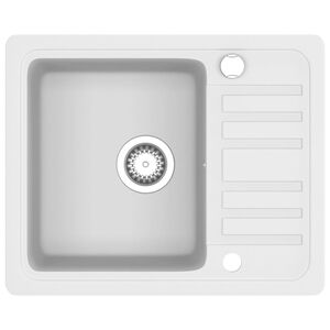 vidaXL Granite Kitchen Sink Single Basin White
