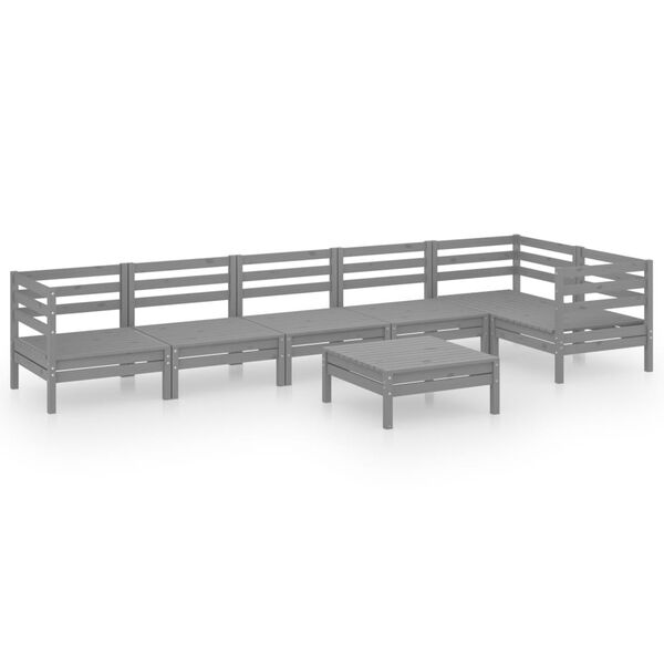 vidaXL 7 Piece Garden Lounge Set Solid Pinewood Grey