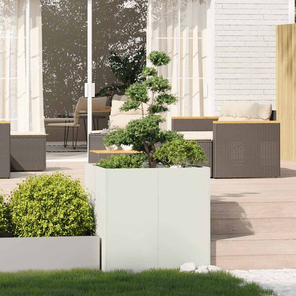 vidaXL Planter White 80x80x80 cm Steel