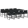 vidaXL 9 Piece Garden Dining Set with Cushions Black Poly Rattan