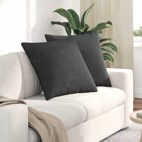 vidaXL Sofa Pillows 2 pcs Dark Grey 80 x 80 cm Corduroy Fabric