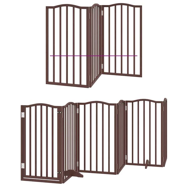 vidaXL Dog Gate with Door Foldable 9 Panels Brown 450 cm Poplar Wood