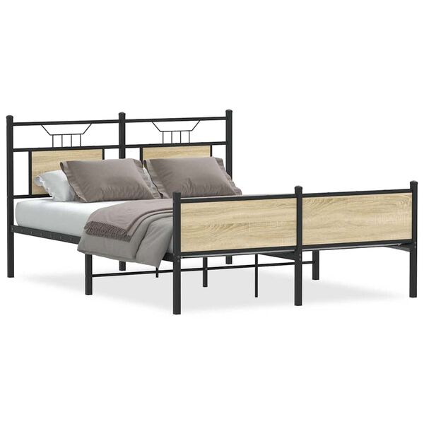 vidaXL Bed Frame without Mattress Sonoma Oak 137x190 cm Engineered Wood