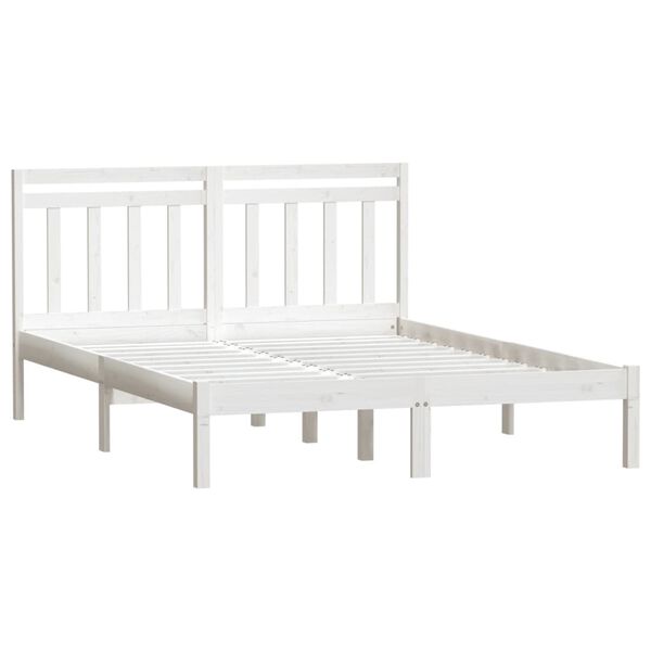 vidaXL Bed Frame without Mattress White Solid Wood 140x190 cm (809998+814095)