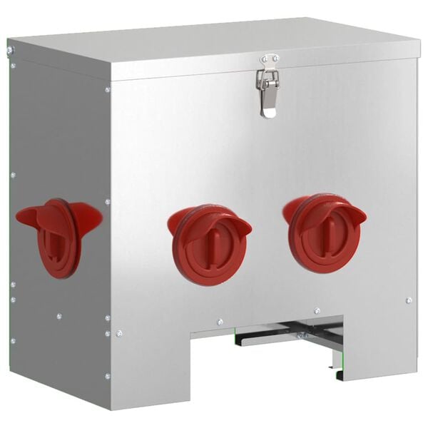 vidaXL Chicken Feeder 2 pcs Silver 40.5 x 25 x 38 cm Galvanised Steel