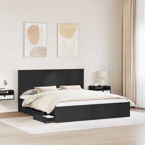 vidaXL Bed Frame with Drawer Black 180 x 200 cm Engineer Wood