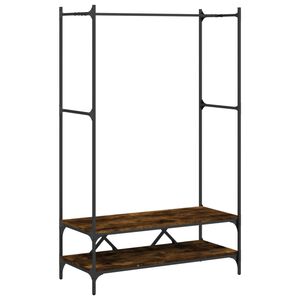 vidaXL Clothes Rack with Shelves Smoked Oak Engineered Wood
