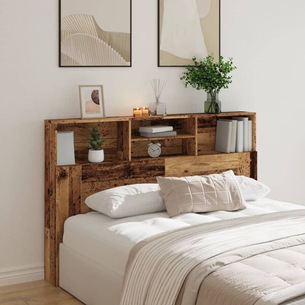 vidaXL Headboard Cabinet Old Wood 160x19x103.5 cm Engineered Wood