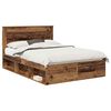 vidaXL Bed Frame with Headboard Old Wood 140 x 190 cm Solid Pine Wood