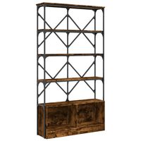 vidaXL Bookcase Smoked Oak 100x26x180 cm Engineered Wood and Metal