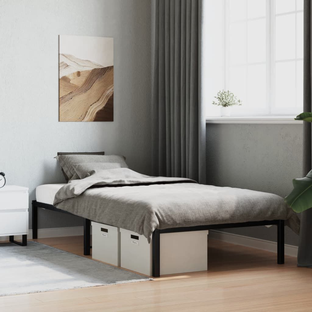 vidaXL Metal Bed Frame Black 100x200 cm