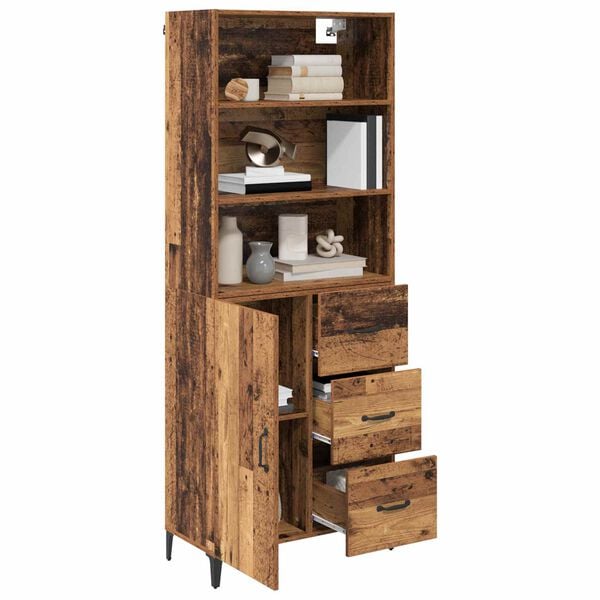 vidaXL Highboard Old Wood 69.5 x 34 x 180 cm Engineered Wood