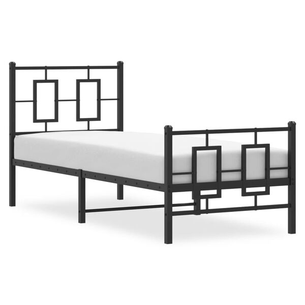 vidaXL Metal Bed Frame without Mattress with Footboard Black 75x190cm