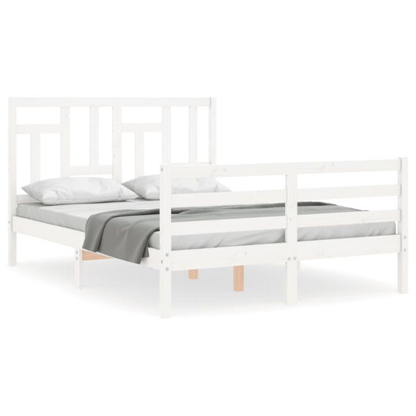 vidaXL Bed Frame without Mattress White Small Double Solid Wood