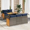 vidaXL 6 Piece Garden Sofa Set with Cushions Grey Poly Rattan Acacia