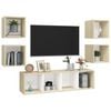 vidaXL 5 Piece TV Cabinet Set White and Sonoma Oak Engineered Wood
