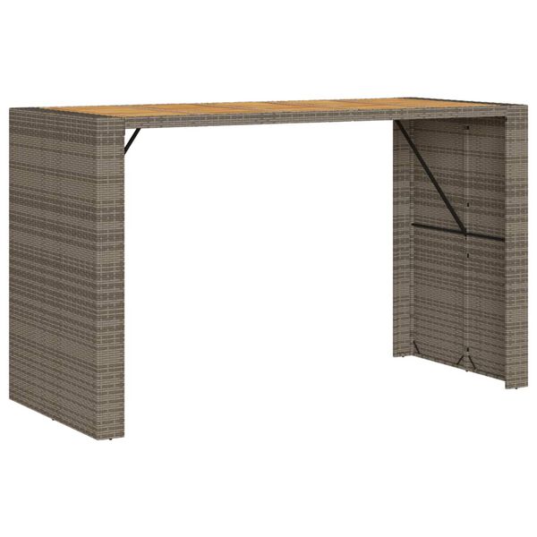 vidaXL Garden Bar Table with Acacia Wood Top Grey 185x80x110 cm Poly Rattan