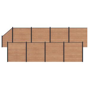 vidaXL Fence Panel 9 pcs WPC and Aluminium Brown