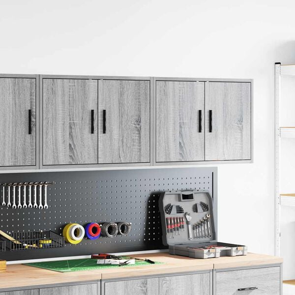 vidaXL Garage Wall Cabinets 2 pcs Grey Sonoma Engineered Wood