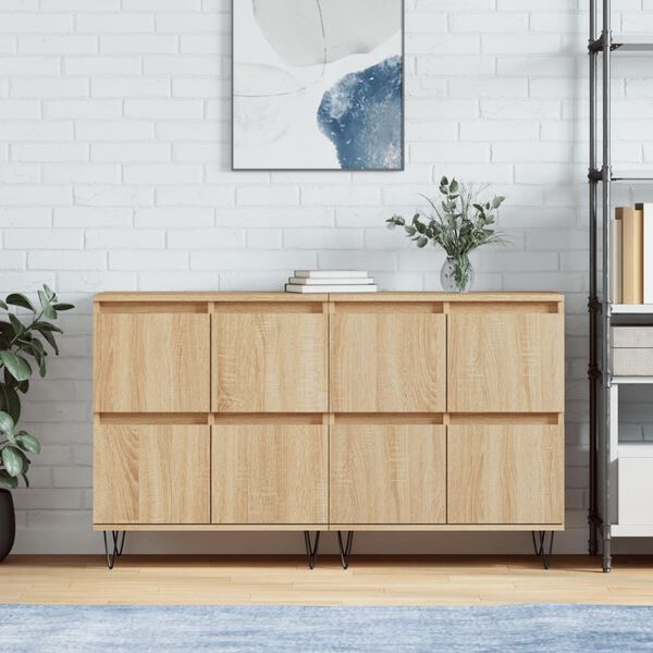vidaXL Sideboards 2 pcs Sonoma Oak Engineered Wood
