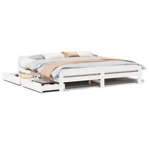 vidaXL Bed frame without Mattress White 200x200 cm Solid Wood Pine